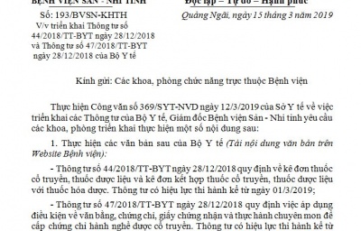 QUYẾT ĐINH V/V GIAO CHỈ TIÊU KHÁM BỆNH, CHỮA BỆNH NĂM 2019